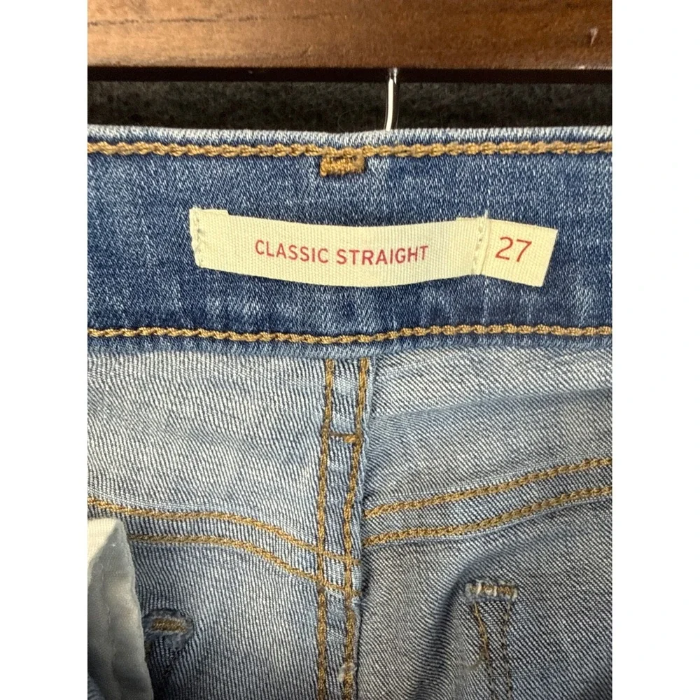 Levi's‎ Classic Straight Jeans Women 27 Blue Stretch Medium Wash Travel Work EUC